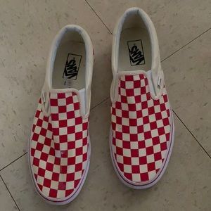 Red and white vans only worn ones